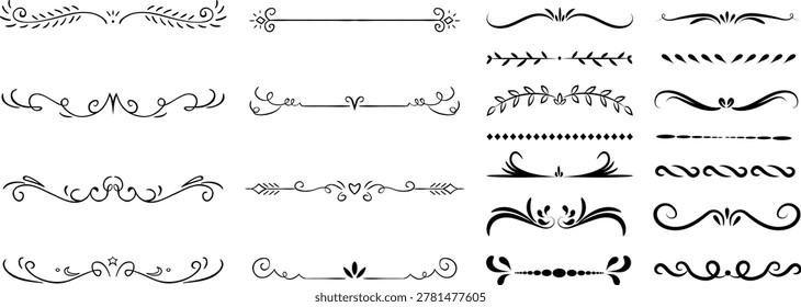 Decorative Divider Border Vectors Ornate Line Floral Geometric Separators Collection