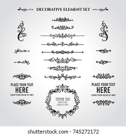 Decorative Divider & Frame Element Set. For any purpose of your designs such us certificate, invitation, print designs, web designs, etc.