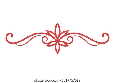 Linha divisória decorativa Simétrica Ornamental Borda Floral Motivo Abstrato Florido Elementos de Filigrana
