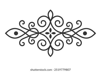 Decorative Divider Line Symmetric Ornamental Border Floral Motif Abstract Flourish Filigree Elements