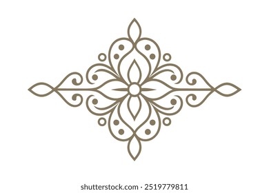 Decorative Divider Line Symmetric Ornamental Border Floral Motif Abstract Flourish Filigree Elements