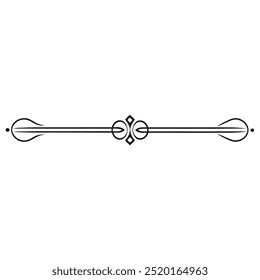 Decorative Divider Line Symmetric Ornamental Border Floral Motif Abstract Flourish Filigree Elements