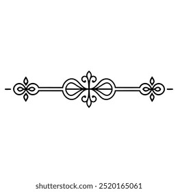Decorative Divider Line Symmetric Ornamental Border Floral Motif Abstract Flourish Filigree Elements