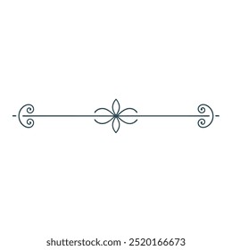 Decorative Divider Line Symmetric Ornamental Border Floral Motif Abstract Flourish Filigree Elements