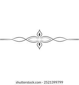 Decorative Divider Line Symmetric Ornamental Border Floral Motif Abstract Flourish Filigree Elements