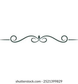 Decorative Divider Line Symmetric Ornamental Border Floral Motif Abstract Flourish Filigree Elements