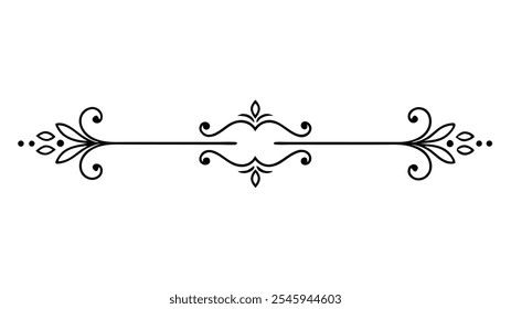 Decorative Divider Line Symmetric Ornamental Border Floral Motif Abstract Flourish Filigree Elements