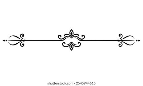 Decorative Divider Line Symmetric Ornamental Border Floral Motif Abstract Flourish Filigree Elements