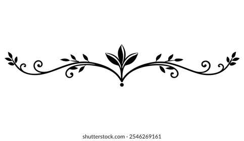 Decorative Divider Line Symmetric Ornamental Border Floral Motif Abstract Flourish Filigree Elements