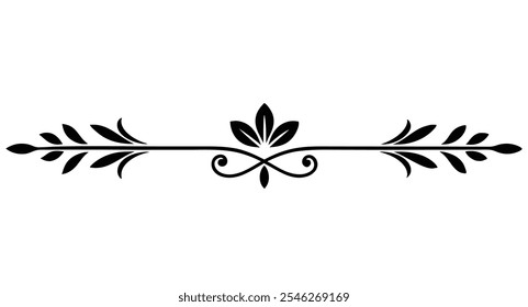 Decorative Divider Line Symmetric Ornamental Border Floral Motif Abstract Flourish Filigree Elements