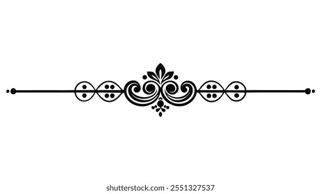 Decorative Divider Line Symmetric Ornamental Border Floral Motif Abstract Flourish Filigree Elements