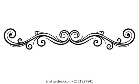 Decorative Divider Line Symmetric Ornamental Border Floral Motif Abstract Flourish Filigree Elements
