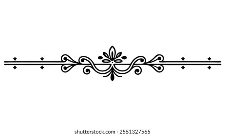 Decorative Divider Line Symmetric Ornamental Border Floral Motif Abstract Flourish Filigree Elements