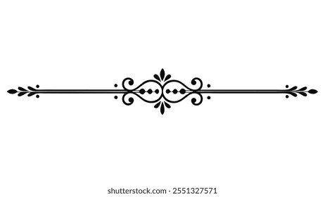 Decorative Divider Line Symmetric Ornamental Border Floral Motif Abstract Flourish Filigree Elements