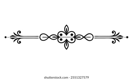 Decorative Divider Line Symmetric Ornamental Border Floral Motif Abstract Flourish Filigree Elements