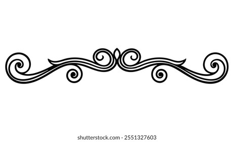 Decorative Divider Line Symmetric Ornamental Border Floral Motif Abstract Flourish Filigree Elements