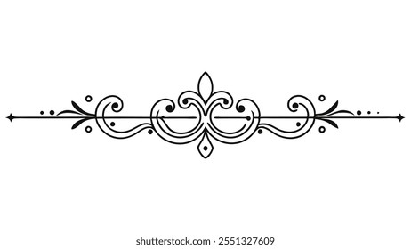 Decorative Divider Line Symmetric Ornamental Border Floral Motif Abstract Flourish Filigree Elements