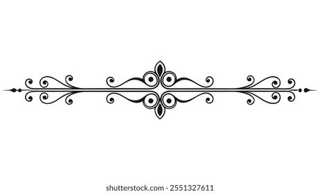Decorative Divider Line Symmetric Ornamental Border Floral Motif Abstract Flourish Filigree Elements