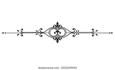 Decorative Divider Line Symmetric Ornamental Border Floral Motif Abstract Flourish Filigree Elements