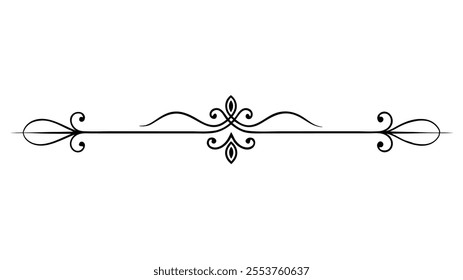 Decorative Divider Line Symmetric Ornamental Border Floral Motif Abstract Flourish Filigree Elements