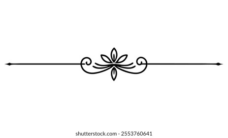 Decorative Divider Line Symmetric Ornamental Border Floral Motif Abstract Flourish Filigree Elements