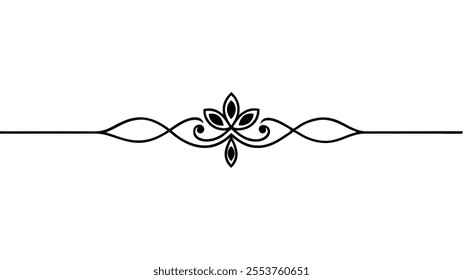 Decorative Divider Line Symmetric Ornamental Border Floral Motif Abstract Flourish Filigree Elements