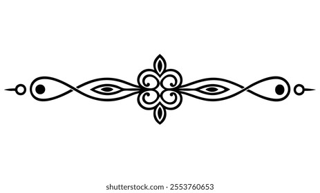 Decorative Divider Line Symmetric Ornamental Border Floral Motif Abstract Flourish Filigree Elements