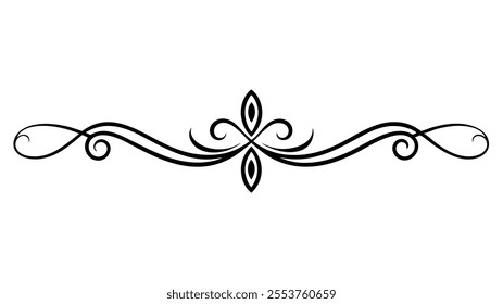 Decorative Divider Line Symmetric Ornamental Border Floral Motif Abstract Flourish Filigree Elements