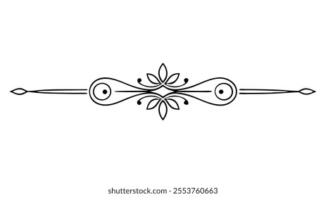 Decorative Divider Line Symmetric Ornamental Border Floral Motif Abstract Flourish Filigree Elements