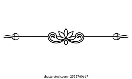 Decorative Divider Line Symmetric Ornamental Border Floral Motif Abstract Flourish Filigree Elements