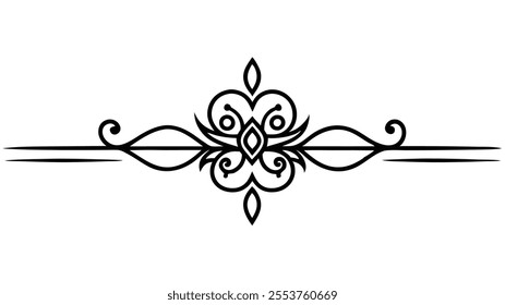 Decorative Divider Line Symmetric Ornamental Border Floral Motif Abstract Flourish Filigree Elements