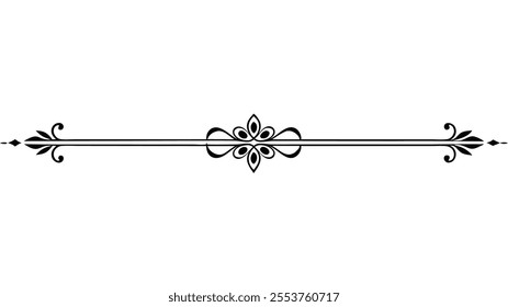 Decorative Divider Line Symmetric Ornamental Border Floral Motif Abstract Flourish Filigree Elements