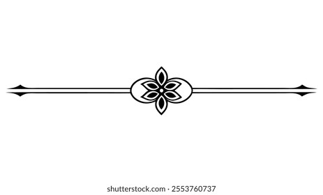 Decorative Divider Line Symmetric Ornamental Border Floral Motif Abstract Flourish Filigree Elements