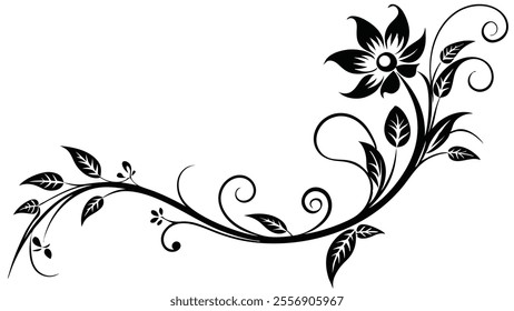 Decorative Divider Line Symmetric Ornamental Border Floral Motif Abstract Flourish Filigree Elements