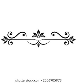 Decorative Divider Line Symmetric Ornamental Border Floral Motif Abstract Flourish Filigree Elements