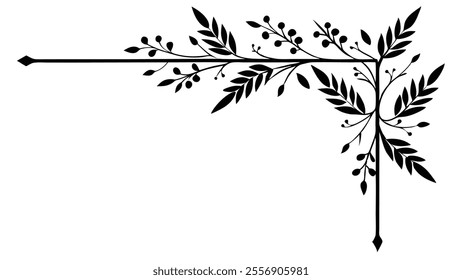 Decorative Divider Line Symmetric Ornamental Border Floral Motif Abstract Flourish Filigree Elements