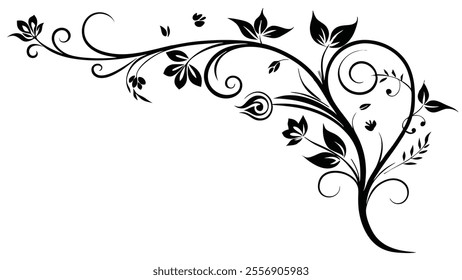 Decorative Divider Line Symmetric Ornamental Border Floral Motif Abstract Flourish Filigree Elements