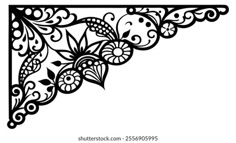 Decorative Divider Line Symmetric Ornamental Border Floral Motif Abstract Flourish Filigree Elements