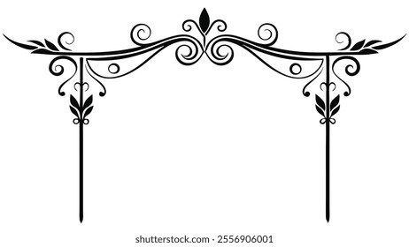 Decorative Divider Line Symmetric Ornamental Border Floral Motif Abstract Flourish Filigree Elements