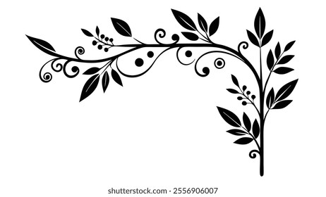 Decorative Divider Line Symmetric Ornamental Border Floral Motif Abstract Flourish Filigree Elements