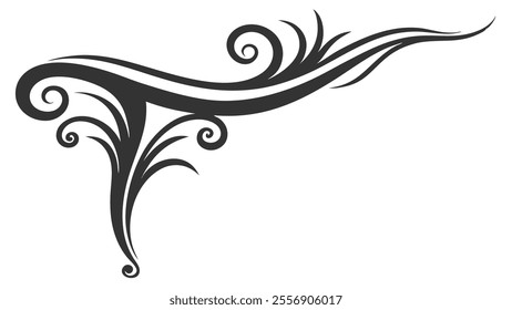 Decorative Divider Line Symmetric Ornamental Border Floral Motif Abstract Flourish Filigree Elements