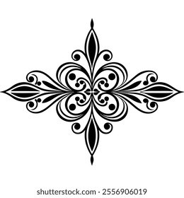 Decorative Divider Line Symmetric Ornamental Border Floral Motif Abstract Flourish Filigree Elements