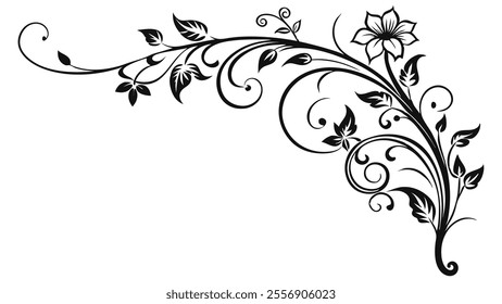 Decorative Divider Line Symmetric Ornamental Border Floral Motif Abstract Flourish Filigree Elements