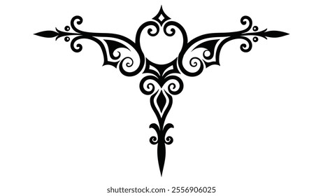 Decorative Divider Line Symmetric Ornamental Border Floral Motif Abstract Flourish Filigree Elements