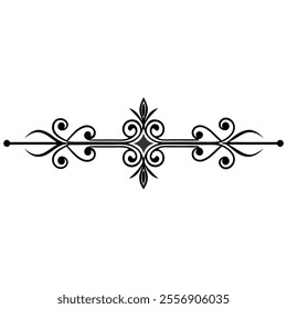 Decorative Divider Line Symmetric Ornamental Border Floral Motif Abstract Flourish Filigree Elements