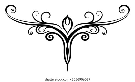 Decorative Divider Line Symmetric Ornamental Border Floral Motif Abstract Flourish Filigree Elements