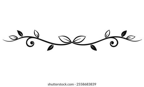 Decorative Divider Line Symmetric Ornamental Border Floral Motif Abstract Flourish Filigree Elements