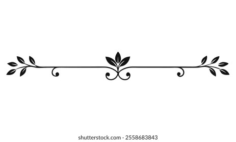 Decorative Divider Line Symmetric Ornamental Border Floral Motif Abstract Flourish Filigree Elements