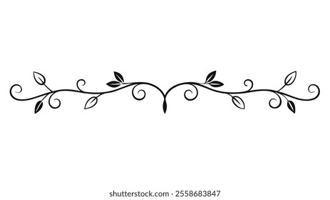 Decorative Divider Line Symmetric Ornamental Border Floral Motif Abstract Flourish Filigree Elements