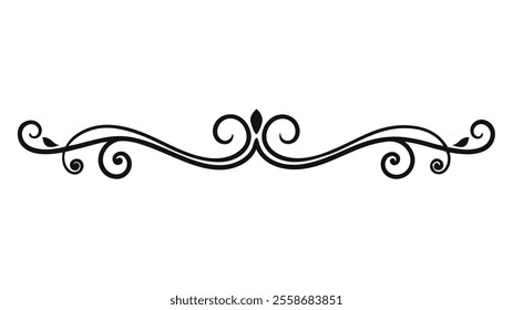 Decorative Divider Line Symmetric Ornamental Border Floral Motif Abstract Flourish Filigree Elements